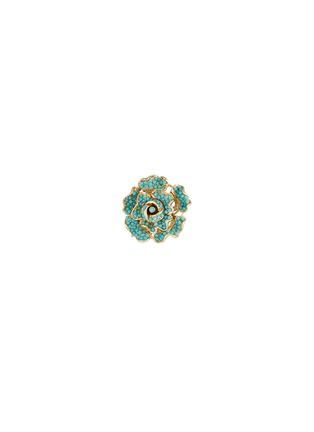 Main View - Click To Enlarge - LANE CRAWFORD VINTAGE ACCESSORIES - INTAGE LISNER FAUX TURQUOISE GOLD TONE LAYERED FLOWER BROOCH