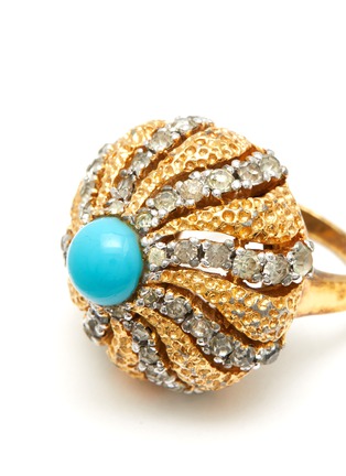 Detail View - Click To Enlarge - LANE CRAWFORD VINTAGE ACCESSORIES - VINTAGE PANETTA DIAMANTÉ FAUX TURQUOISE GOLD TONE RING