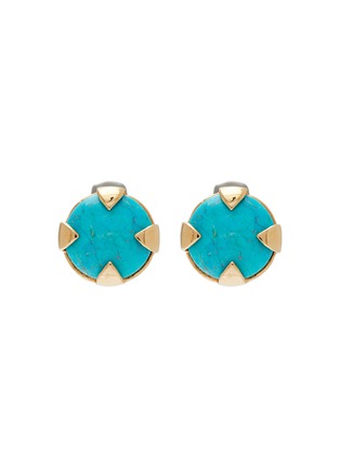 Main View - Click To Enlarge - LANE CRAWFORD VINTAGE ACCESSORIES - Ciner Faux Turquoise Gold Toned Round Clip Earrings