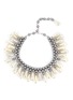 LANE CRAWFORD VINTAGE ACCESSORIES - VINTAGE UNSIGNED DANGLING PEARL RONDELLE SILVER TONE BEADED NECKLACE