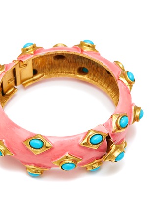 Detail View - Click To Enlarge - LANE CRAWFORD VINTAGE ACCESSORIES - KJL Faux Turquoise Pink Enamelled Gold Toned Metal Bracelet