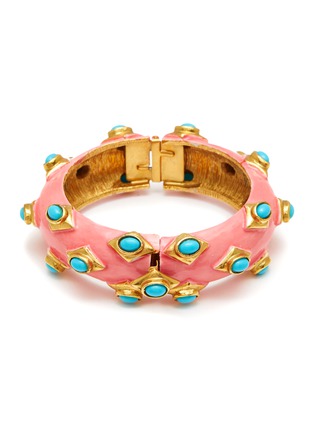 Main View - Click To Enlarge - LANE CRAWFORD VINTAGE ACCESSORIES - KJL Faux Turquoise Pink Enamelled Gold Toned Metal Bracelet