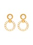 Main View - Click To Enlarge - LANE CRAWFORD VINTAGE ACCESSORIES - Swarovski Faux Pearl Gold Toned Small Hoop Clip Earrings