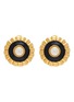 Main View - Click To Enlarge - LANE CRAWFORD VINTAGE ACCESSORIES - Nina Ricci Faux Pearl Black Enamel Gold Toned Round Earrings