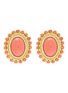 Main View - Click To Enlarge - LANE CRAWFORD VINTAGE ACCESSORIES - Faux Coral Diamanté Gold Toned Oval Clip Earrings