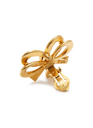 Detail View - Click To Enlarge - LANE CRAWFORD VINTAGE ACCESSORIES - WD Diamanté Pavé Gold Toned Ribbon Earrings
