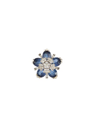 Main View - Click To Enlarge - LANE CRAWFORD VINTAGE ACCESSORIES - Pennino Blue Stone Diamanté Floral Brooch