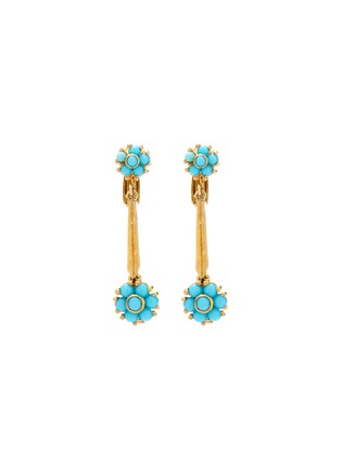 Main View - Click To Enlarge - LANE CRAWFORD VINTAGE ACCESSORIES - VINTAGE PANETTA FAUX TURQUOISE GOLD TONE DROP EARRINGS