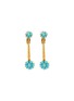 LANE CRAWFORD VINTAGE ACCESSORIES - VINTAGE PANETTA FAUX TURQUOISE GOLD TONE DROP EARRINGS