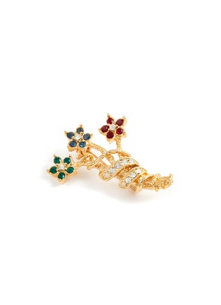 Detail View - Click To Enlarge - LANE CRAWFORD VINTAGE ACCESSORIES - Coloured Stones Diamanté Gold Toned Floral Brooch