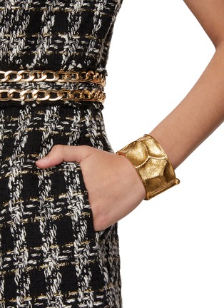 Figure View - Click To Enlarge - LANE CRAWFORD VINTAGE ACCESSORIES - YSL Hammered Brushed Gold Toned Cuff