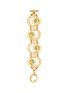 LANE CRAWFORD VINTAGE ACCESSORIES - Carita Paris Faux Turquoise Gold Toned Floral Hoop Bracelet