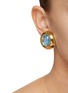 LANE CRAWFORD VINTAGE ACCESSORIES - Blue Lucite Gold Toned Round Clip Earrings