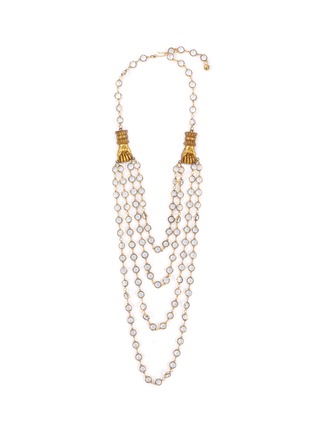 Main View - Click To Enlarge - LANE CRAWFORD VINTAGE ACCESSORIES - Round Crystal Appliqued Four Strand Gold Toned Necklace