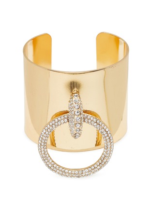 Main View - Click To Enlarge - LANE CRAWFORD VINTAGE ACCESSORIES - COLLECTIBLE DIAMANTÉ GOLD TONE WIDE CUFF BRACELET