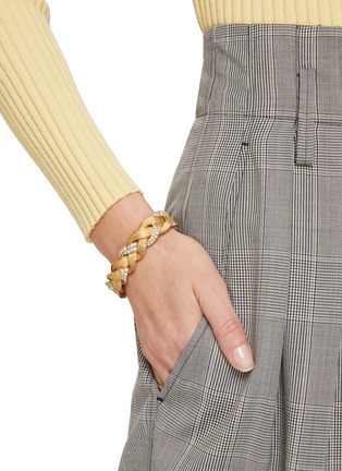 Figure View - Click To Enlarge - LANE CRAWFORD VINTAGE ACCESSORIES - Diamanté Brushed Gold Toned Braided Bracelet