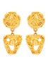 Main View - Click To Enlarge - LANE CRAWFORD VINTAGE ACCESSORIES - Floral Heart Gold Toned Drop Earrings