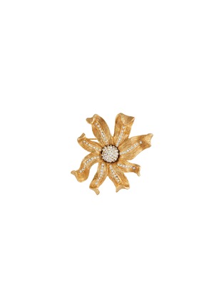 Main View - Click To Enlarge - LANE CRAWFORD VINTAGE ACCESSORIES - VINTAGE UNSIGNED GOLD TONE FLOWER WITH PAVE DIAMANTÉ