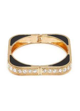 Main View - Click To Enlarge - LANE CRAWFORD VINTAGE ACCESSORIES - VINTAGE UNSIGNED DIAMANTÉ GOLD TONE SQUARE BRACELET