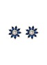 LANE CRAWFORD VINTAGE ACCESSORIES - Blue Stone Diamanté Floral Earrings