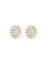 Main View - Click To Enlarge - LANE CRAWFORD VINTAGE ACCESSORIES - Diamanté Silver Toned Oval Earrings