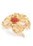 LANE CRAWFORD VINTAGE ACCESSORIES - Maresca Red Stone Diamanté Gold Toned Floral Brooch