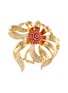 LANE CRAWFORD VINTAGE ACCESSORIES - Maresca Red Stone Diamanté Gold Toned Floral Brooch