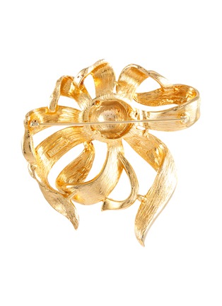 Figure View - Click To Enlarge - LANE CRAWFORD VINTAGE ACCESSORIES - Maresca Red Stone Diamanté Gold Toned Floral Brooch