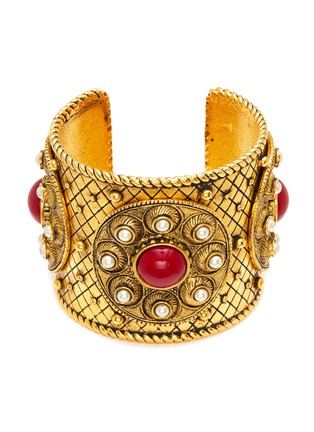 Main View - Click To Enlarge - LANE CRAWFORD VINTAGE ACCESSORIES - Christian Dior Pearl Beaded Gold Toned Cuff