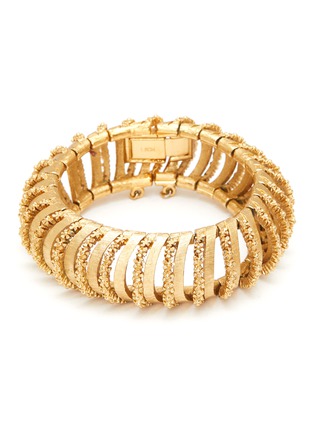 Main View - Click To Enlarge - LANE CRAWFORD VINTAGE ACCESSORIES - Monet Gold Toned Two Texture Striped Tubular Bracelet