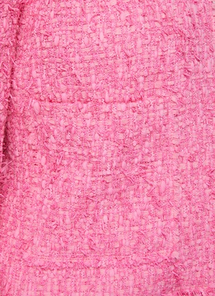  - OSCAR DE LA RENTA - Shirt Collar Fringe Edge Tweed Jacket