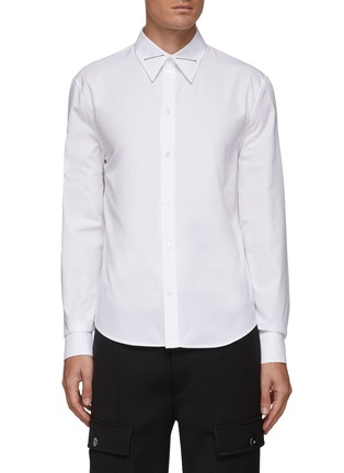 Main View - Click To Enlarge - BOTTEGA VENETA - Metallic Bar Collar Detailing Cotton Shirt