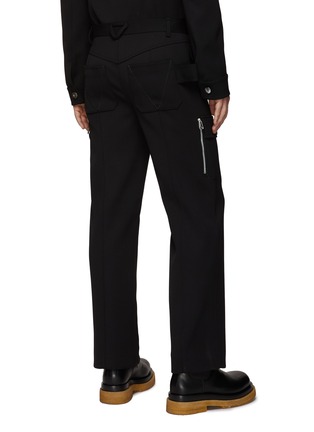 Back View - Click To Enlarge - BOTTEGA VENETA - Rivet Button Side Pocket Split Hem Wool Blend Pants
