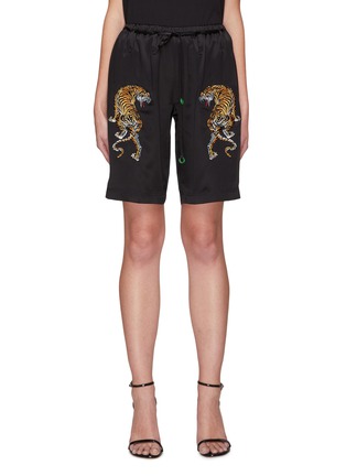 Main View - Click To Enlarge - ALEXANDER WANG - Tiger Embroidery Silk Shorts