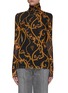 Main View - Click To Enlarge - GANNI - Chain Print Mesh Turtleneck Top