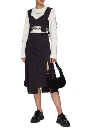 Figure View - Click To Enlarge - GANNI - STRETCH STRIPE PANEL SKIRT