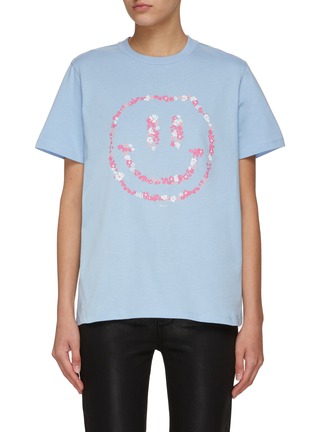 Main View - Click To Enlarge - GANNI - SMILEY FACE BASIC JERSEY T-SHIRT