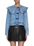 Main View - Click To Enlarge - GANNI - Ruffled Puritan Collar Bleached Denim Cropped Jacket