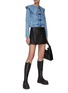 Figure View - Click To Enlarge - GANNI - Ruffled Puritan Collar Bleached Denim Cropped Jacket
