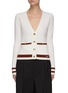 Main View - Click To Enlarge - GANNI - Contrast Stripe Cashmere Cable Knit Cardigan