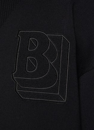  - BURBERRY - Three Dimensional 'B' Logo Wool Knit Drawstring Hoodie