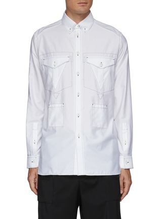 Main View - Click To Enlarge - BURBERRY - Four Pocket Contrasting Stitching Cotton Shirt