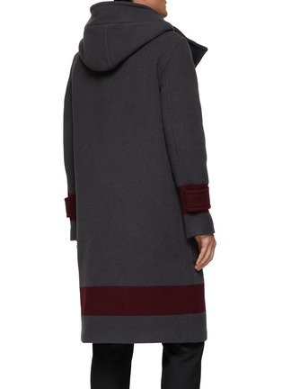 Back View - Click To Enlarge - BURBERRY - Contrast Stripe Long Wool Duffle Coat
