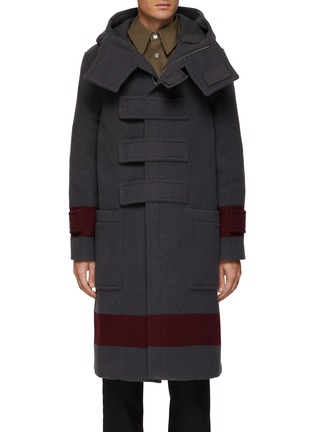 Main View - Click To Enlarge - BURBERRY - Contrast Stripe Long Wool Duffle Coat