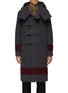 Main View - Click To Enlarge - BURBERRY - Contrast Stripe Long Wool Duffle Coat