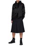 Figure View - Click To Enlarge - BURBERRY - Frayed Union Jack Patch Cotton Drawstring Hoodie