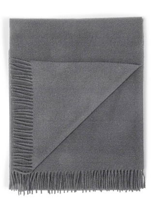 Main View - Click To Enlarge - FRETTE - Pure Cashmere Fringed Throw — Anthracite