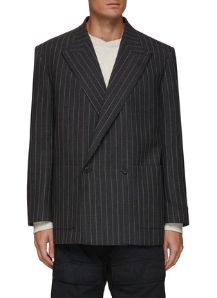 Main View - Click To Enlarge - FEAR OF GOD - Pinstriped Patch Pocket Double Breasted Blazer