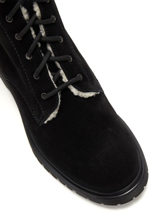 Detail View - Click To Enlarge - LA CANADIENNE - Hinda' Lace Up Shearling Suede Combat Boots