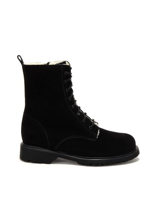 Main View - Click To Enlarge - LA CANADIENNE - Hinda' Lace Up Shearling Suede Combat Boots